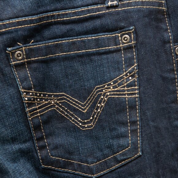 Harley Davidson Boot Cut Jeans Embellished Mid-Rise Dark Indigo Blue Size 6 New - Picture 3 of 9
